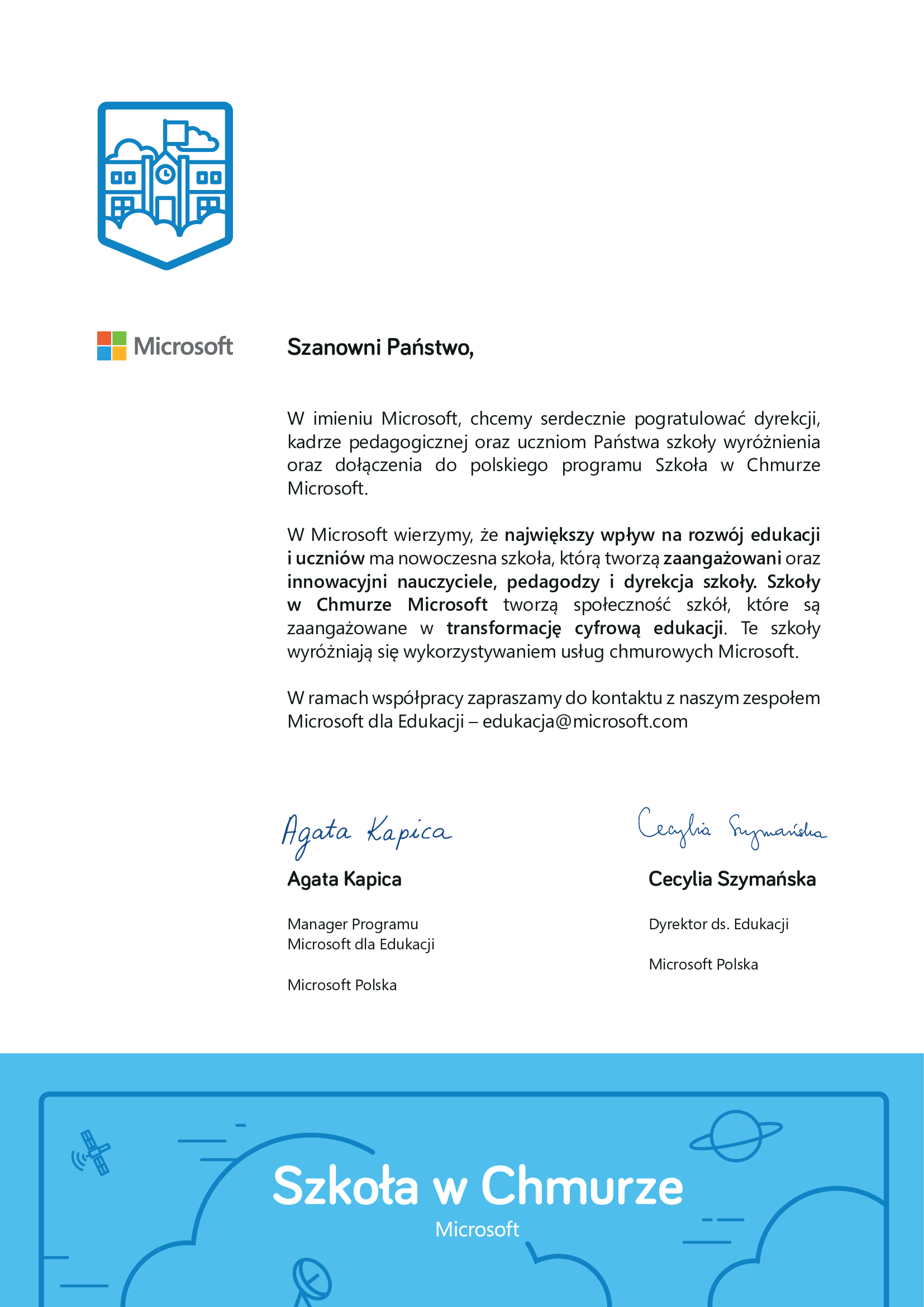 Szkola w Chmurze Microsoft